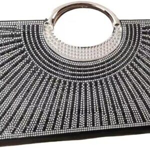 Women's Glitter Evening Handbag Clutch Small Square Shoulder Bag with Chain